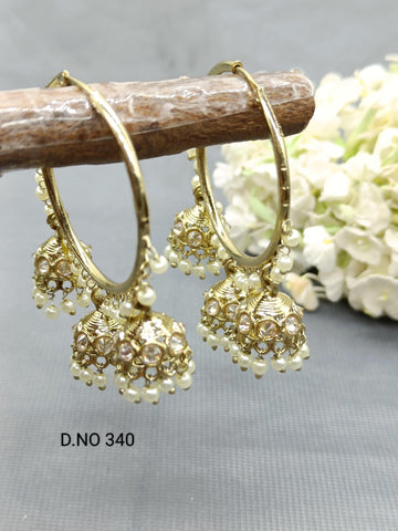 Mehndi Hoop Bali Jhumki Earring Sku 340 E3 - rchiecreation