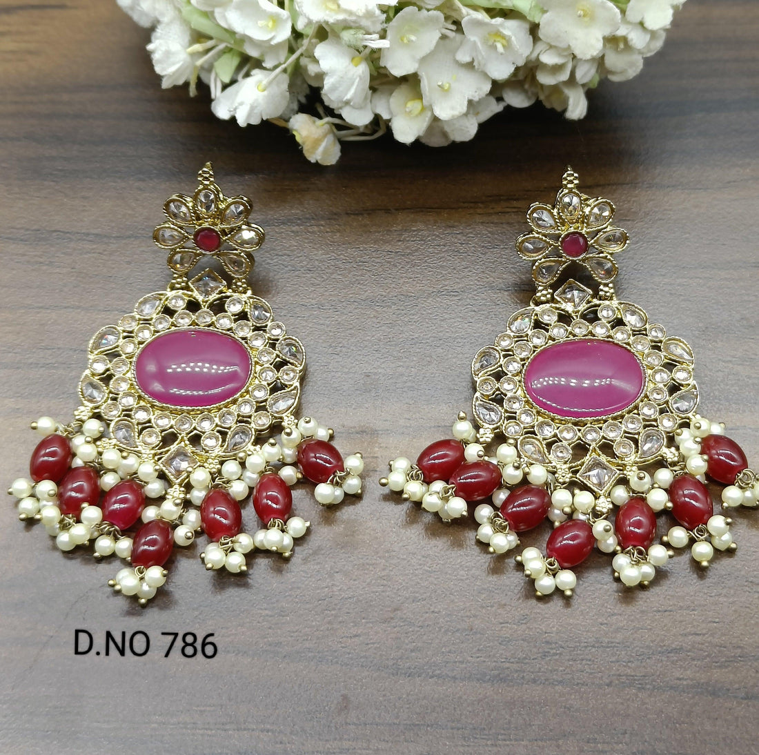 Mehndi Polki Earring Sku-786 E1 - rchiecreation