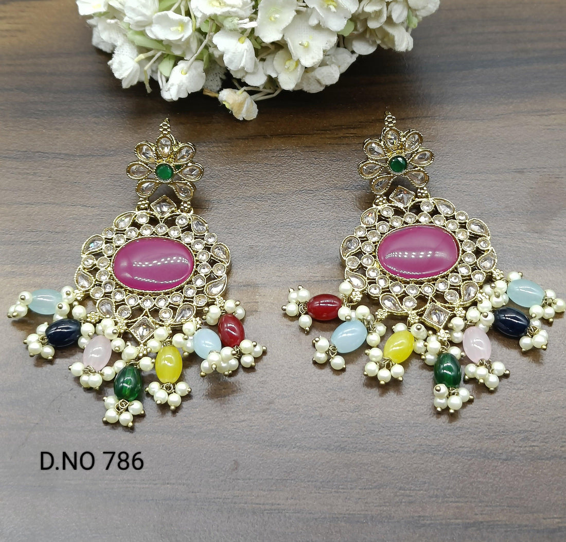 Mehndi Polki Earring Sku-786 E1 - rchiecreation