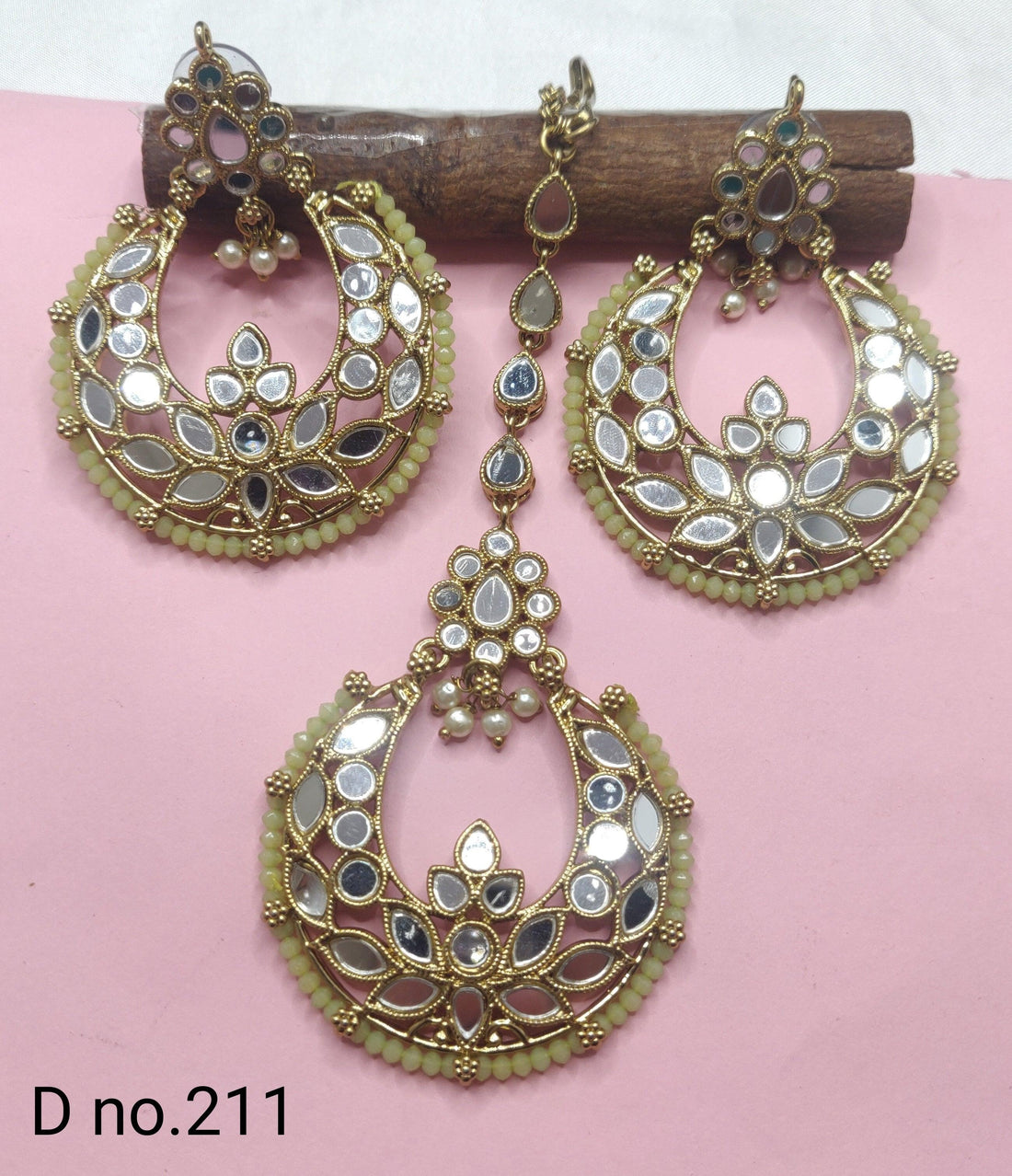 mehndi Polki Mirror Tica Earring_211E3 - rchiecreation