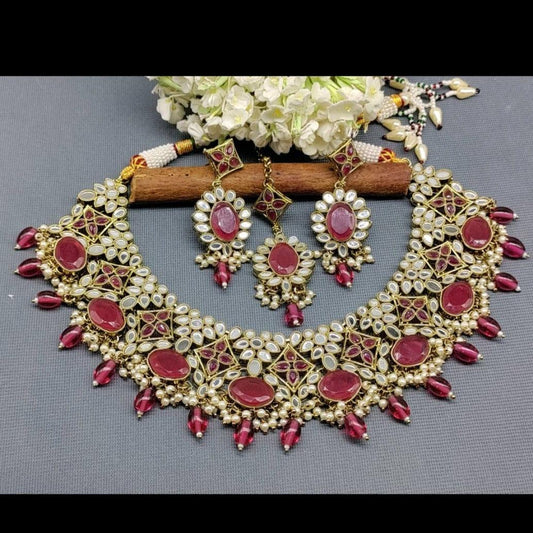 Mirror Multy Necklace Mehndi Set Sku 5674 B1 - rchiecreation