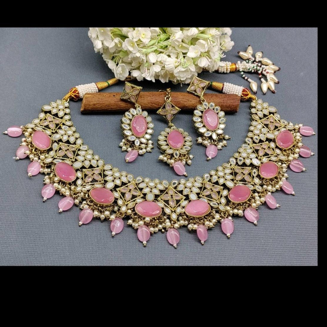 Mirror Multy Necklace Mehndi Set Sku 5674 B1 - rchiecreation