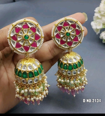 Pachi kundan jhumki earring-2134 - rchiecreation