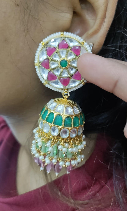 Pachi kundan jhumki earring-2134 - rchiecreation