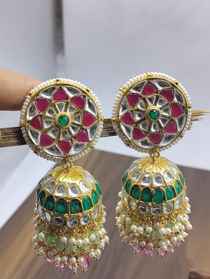 Pachi kundan jhumki earring-2134 - rchiecreation