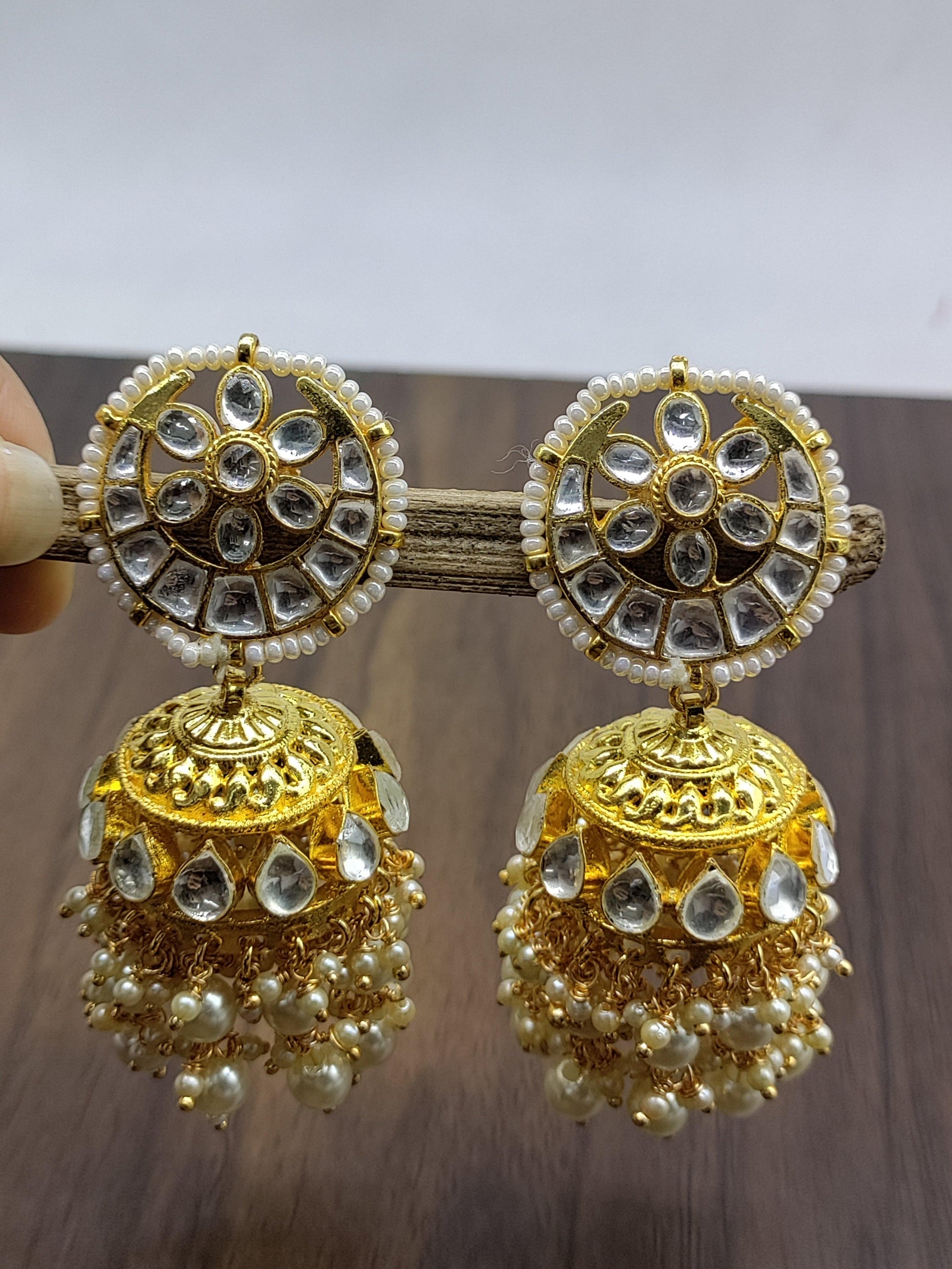 Pachi kundan jhumki earring-2137 - rchiecreation