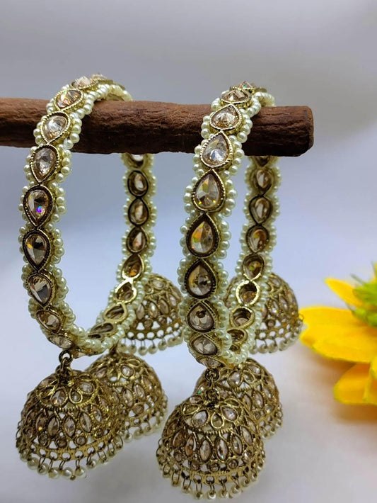 Pearl Jhumki Bangles Sku-8584 G2 - rchiecreation