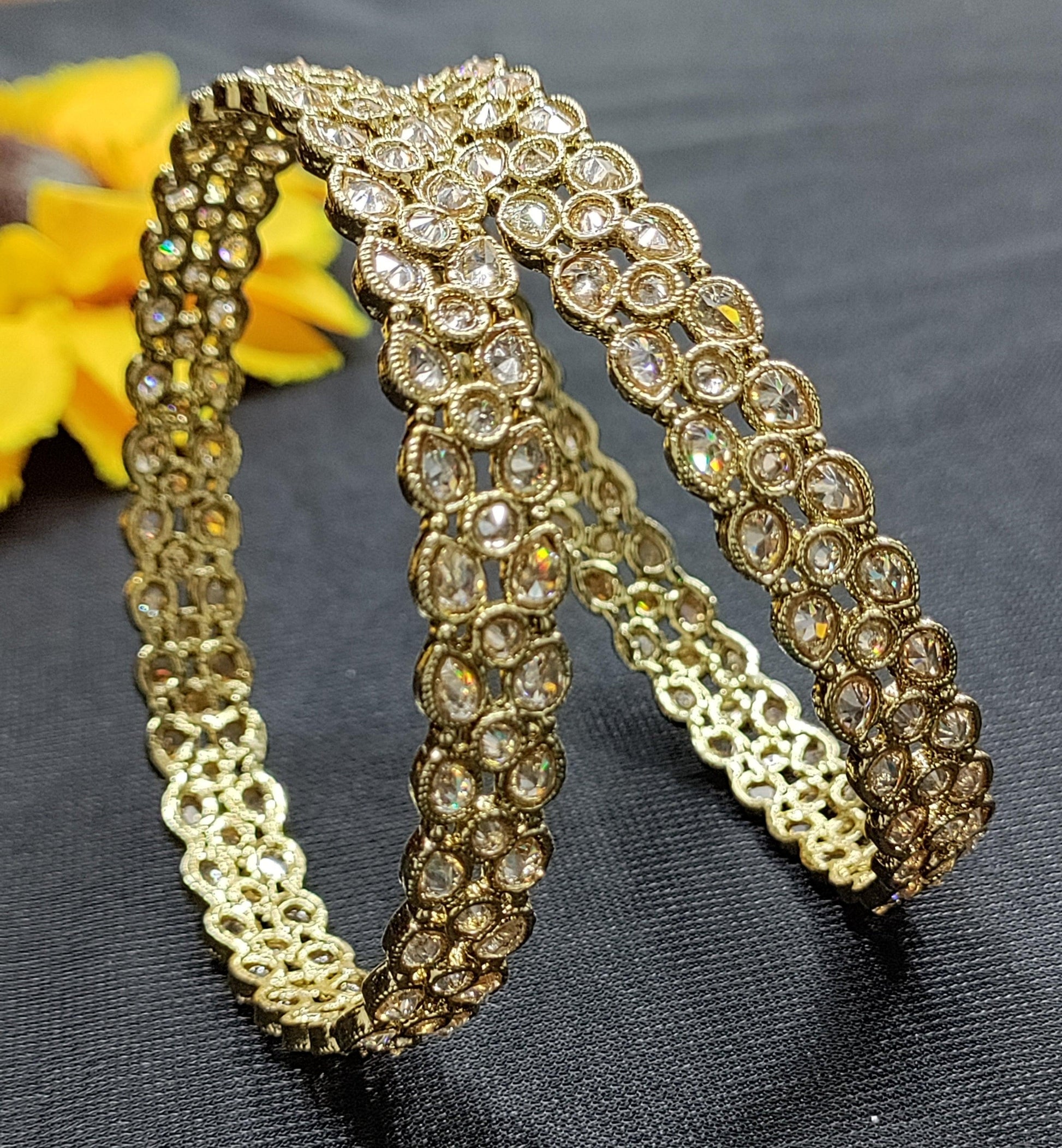 Polki Bangles Sku-8571 F1 - rchiecreation