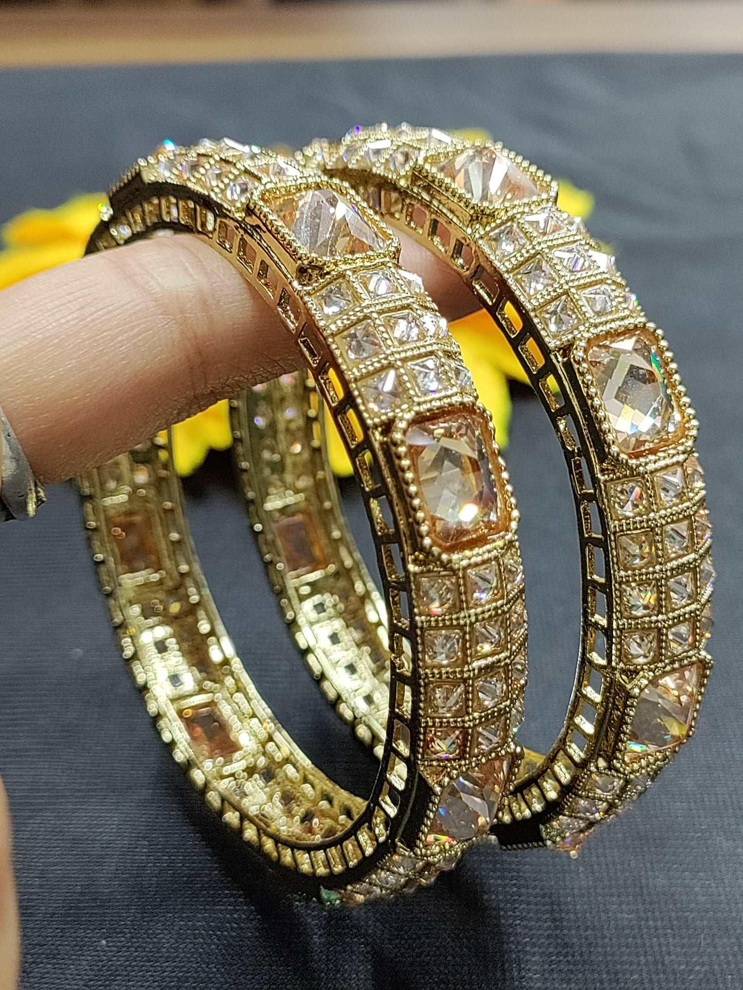 Polki Bangles Sku-8656 F3 - rchiecreation