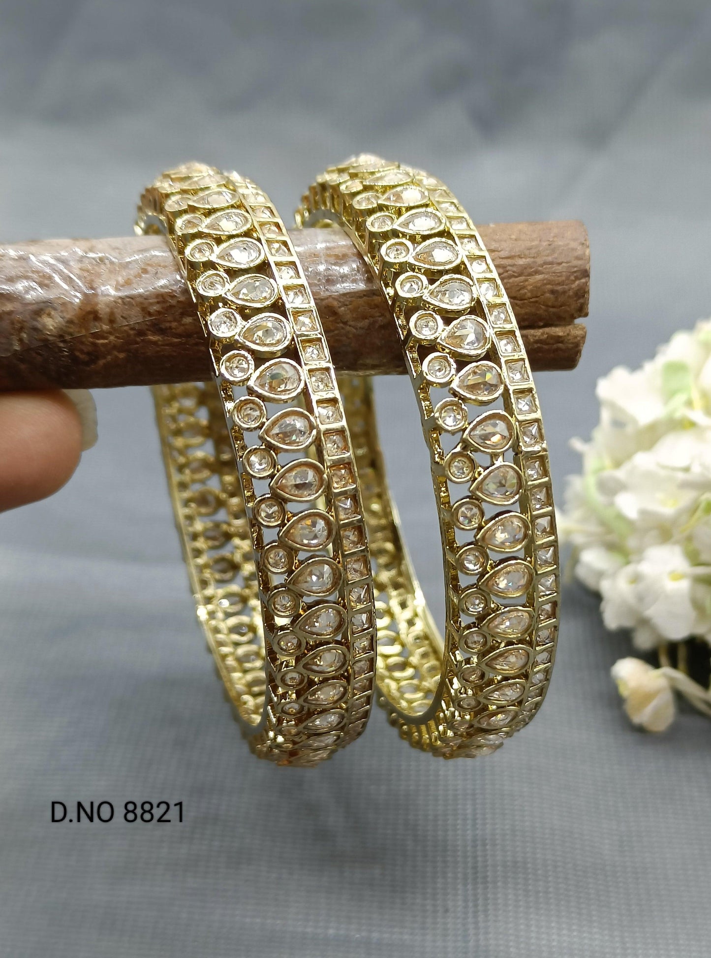 Polki Bangles Sku 8821F3 - rchiecreation