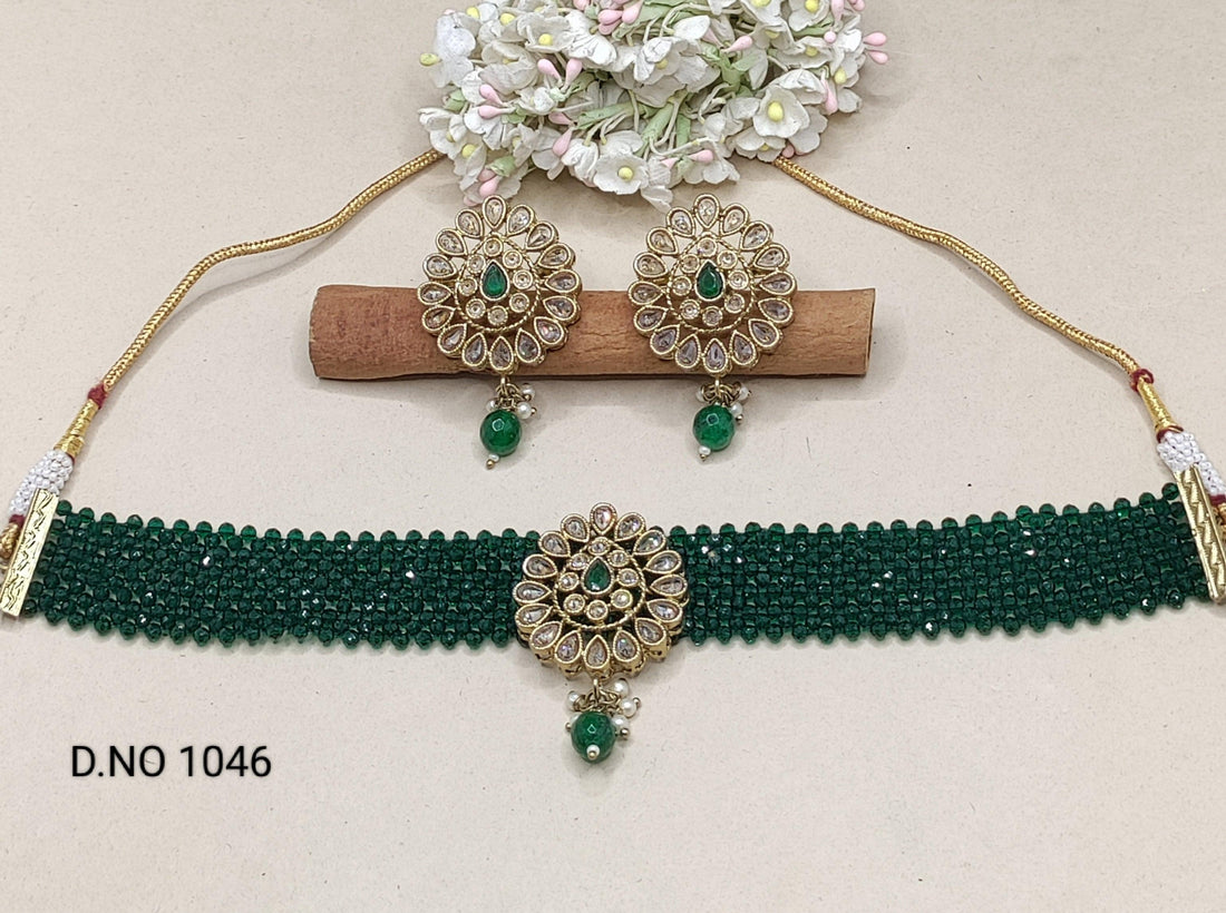 Polki Choker Mehandi Set Sku -1046 B4 - rchiecreation