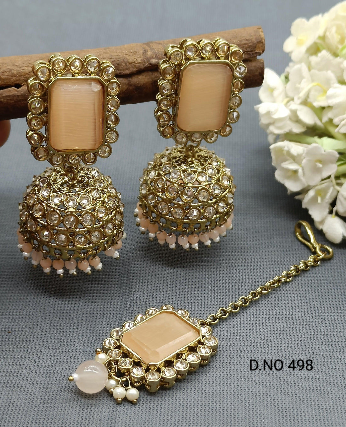 Polki Earring & Tica Mehndi Sku-498 A4 - rchiecreation