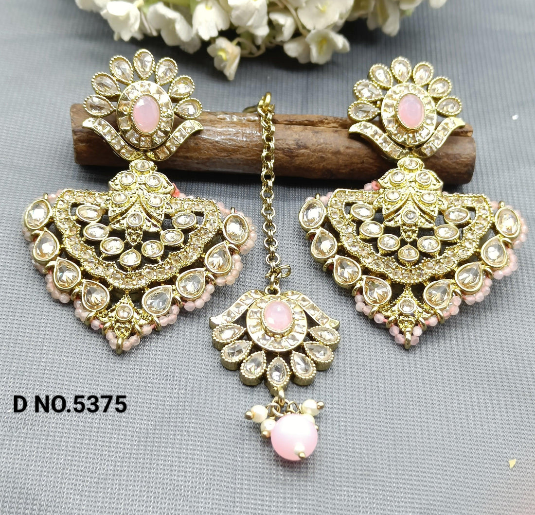 Polki Earring & Tica Mehndi Sku 5375 A3 - rchiecreation