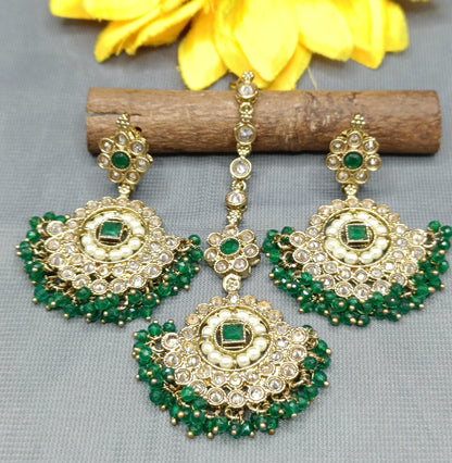 Polki Earring & Tica Mehndi Sku-676 A1 - rchiecreation