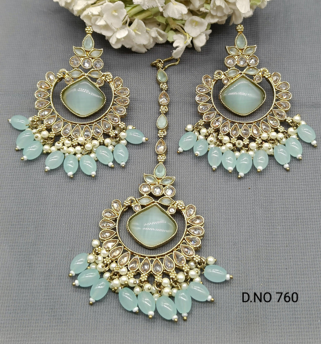 Polki Earring & Tica Mehndi Sku- 760 A1 - rchiecreation