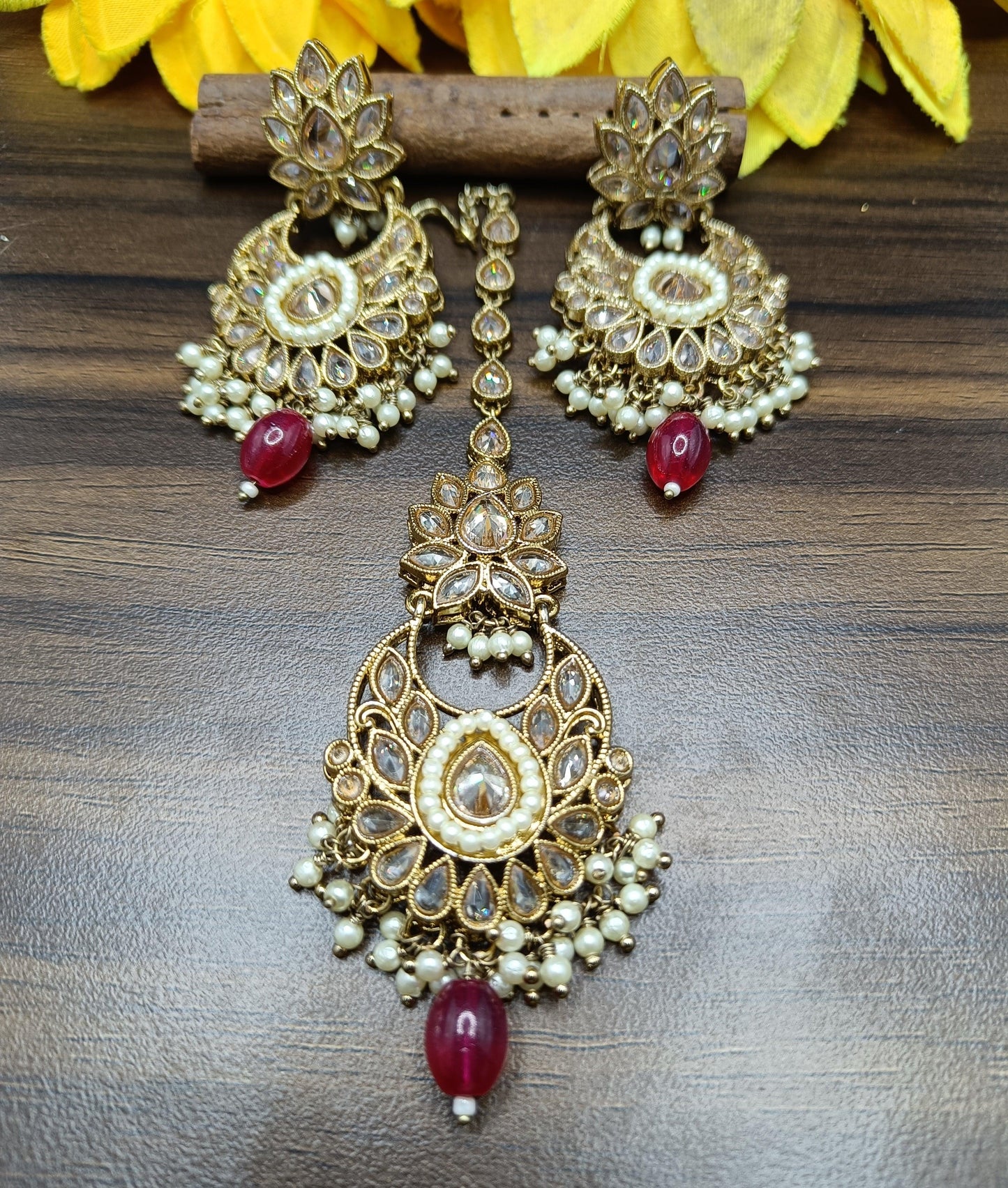 Polki Earring & Tica Mehndi Sku- 830 A1 - rchiecreation