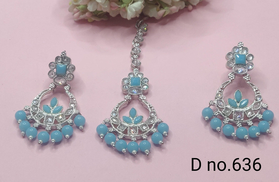 Polki Earring & Tica Rodium Sku_636 E1 - rchiecreation