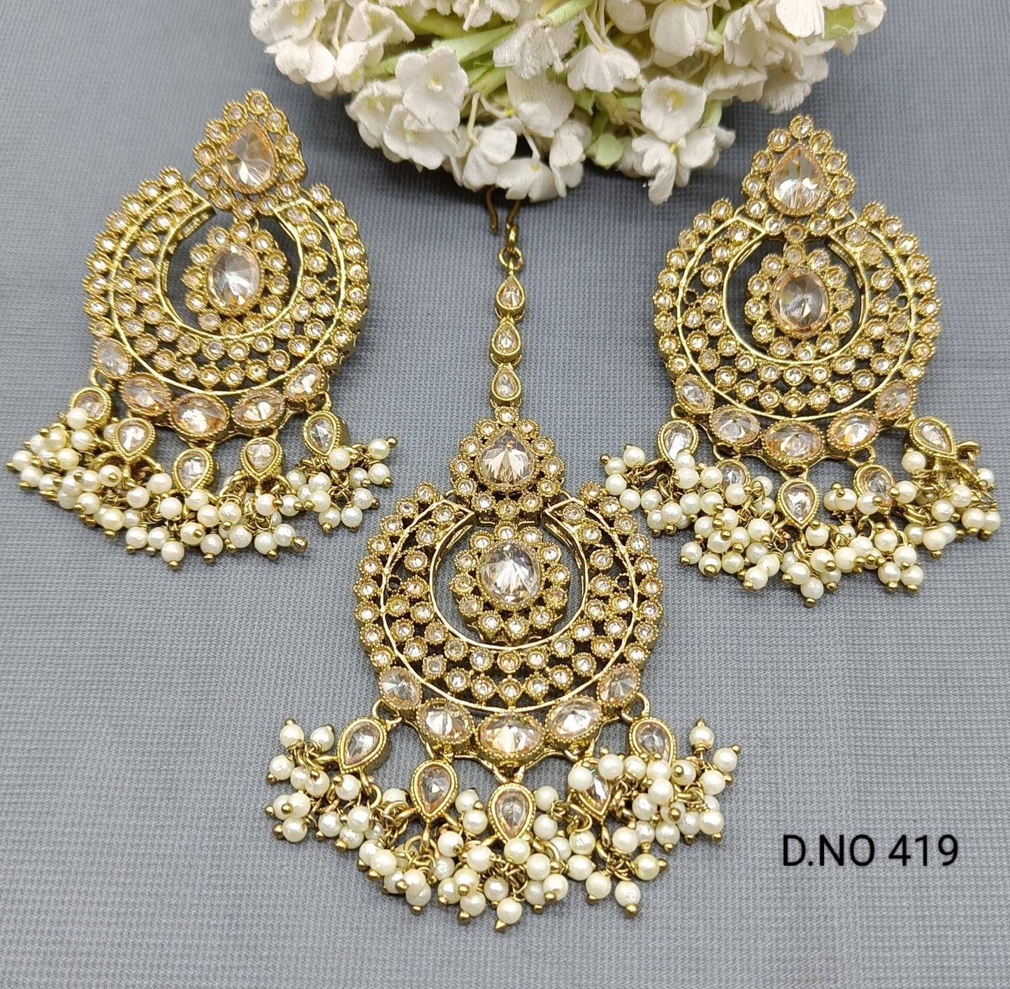 Polki Earring &Tica Mehndi Sku- 419 A2 - rchiecreation