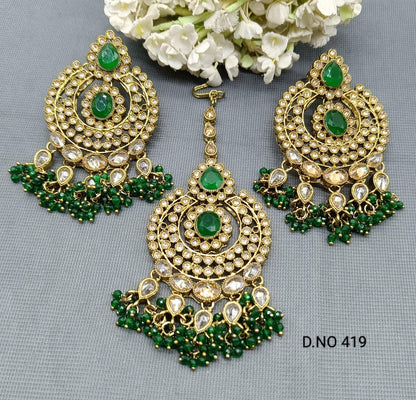 Polki Earring &Tica Mehndi Sku- 419 A2 - rchiecreation