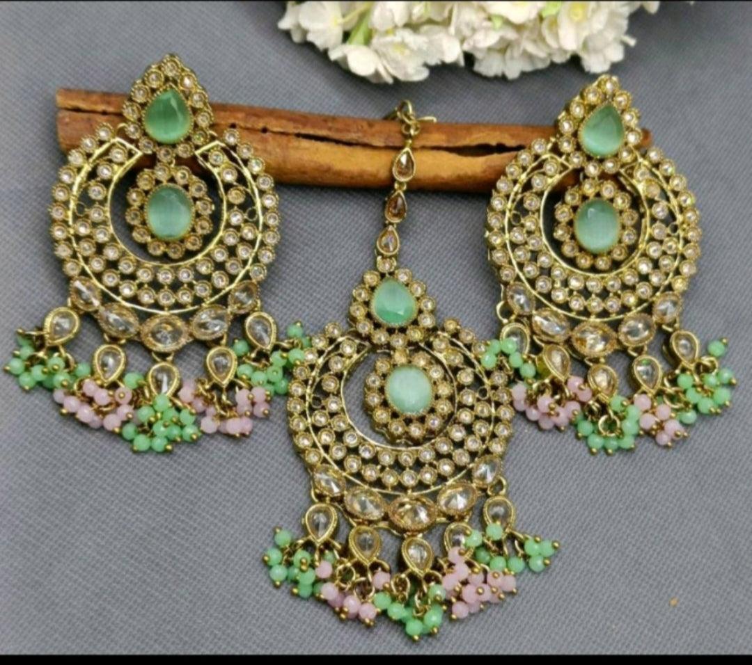 Polki Earring &Tica Mehndi Sku- 419 A2 - rchiecreation