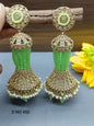 Polki Earring Long Jhumki Mehndi Sku - 450 A3 - rchiecreation