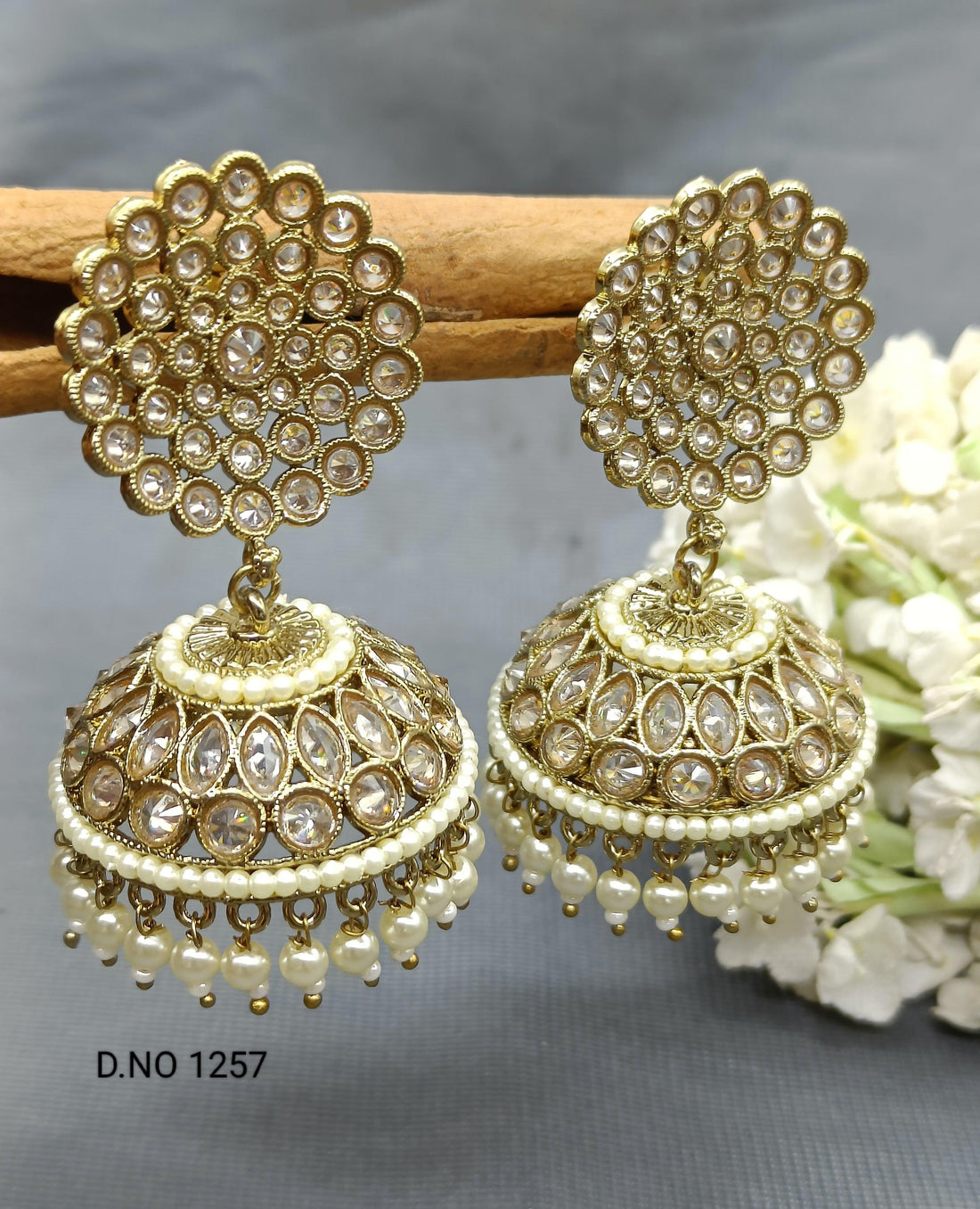 Polki Earring Mehndi Sku-1257 A3 - rchiecreation