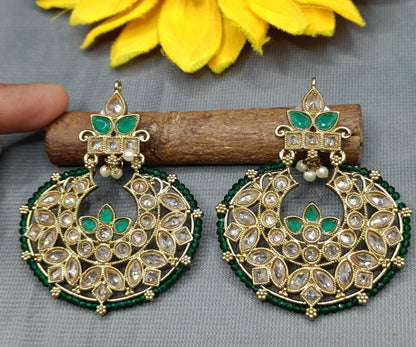 Polki Earring Mehndi Sku 262 A2 - rchiecreation