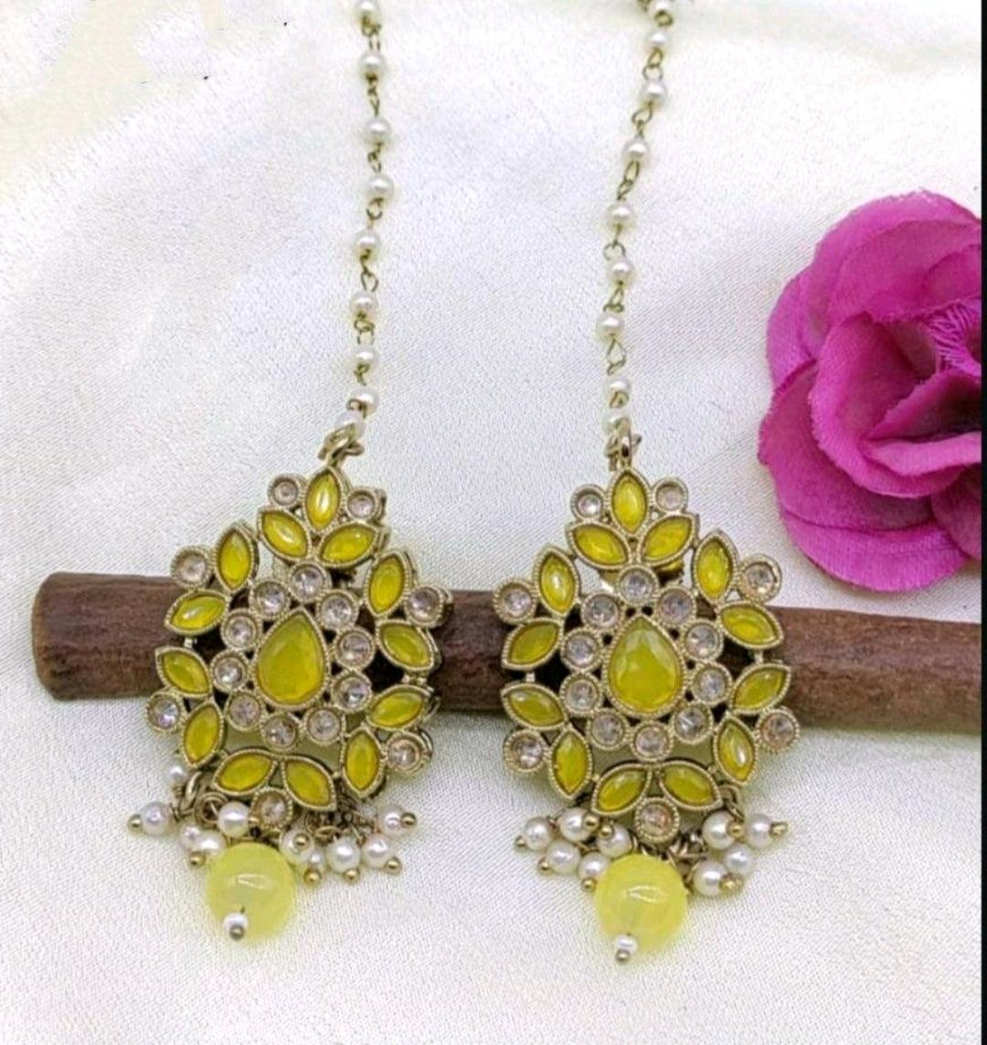 Polki Earring Mehndi Sku-330 E3 - rchiecreation