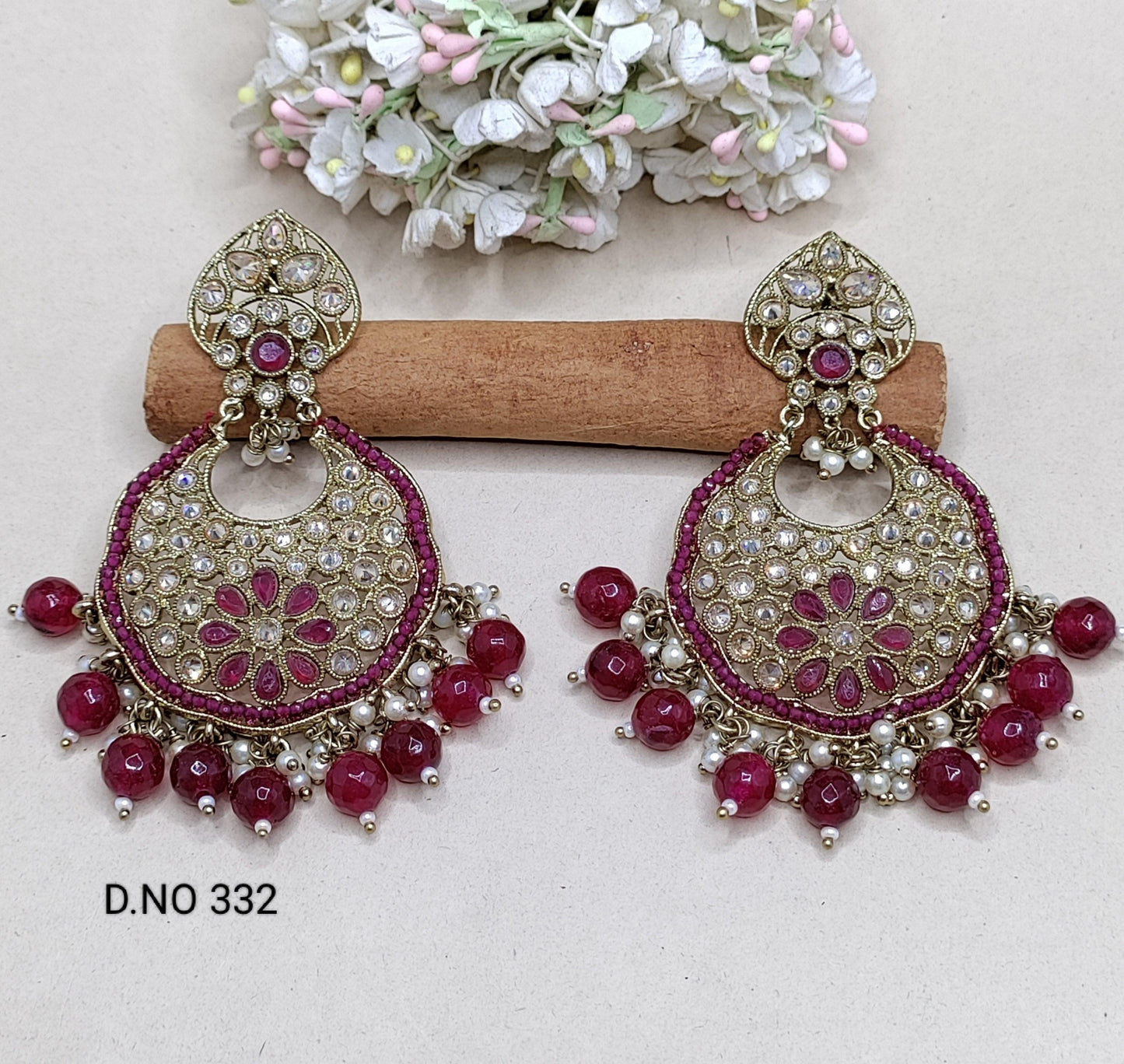 Polki Earring Mehndi Sku 332 A1 - rchiecreation