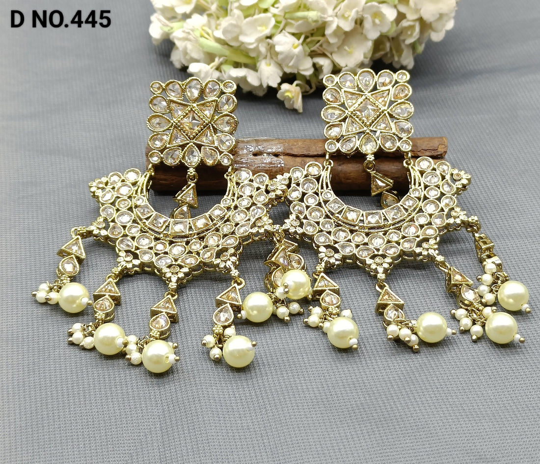 Polki Earring Mehndi Sku 445 E1 - rchiecreation