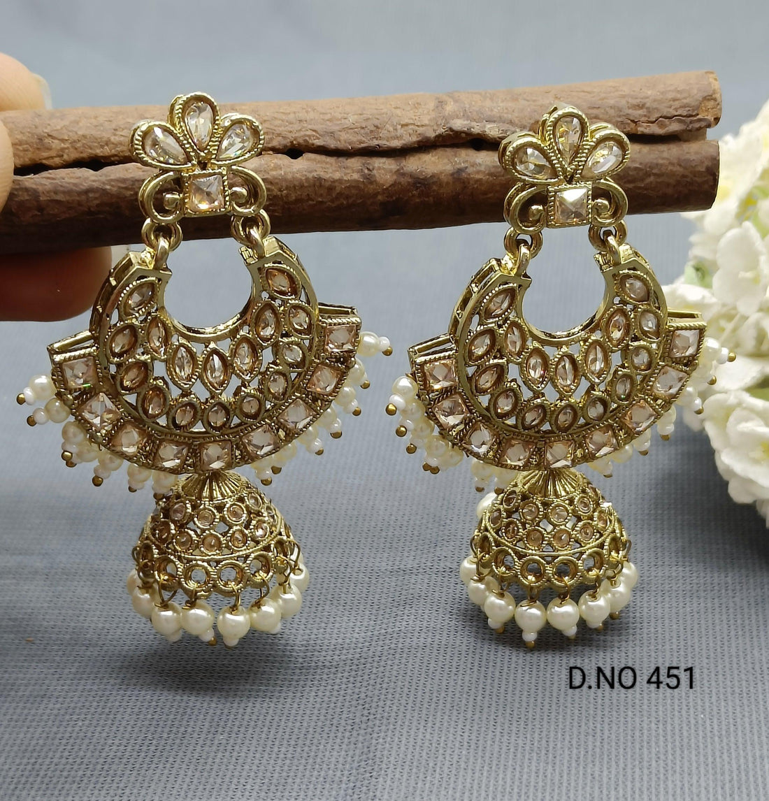 Polki Earring Mehndi Sku 451 A1 - rchiecreation