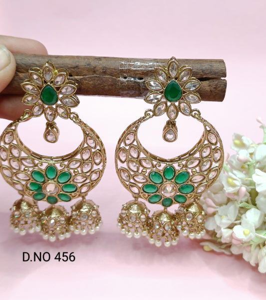 Polki Earring Mehndi Sku-456 A1 - rchiecreation