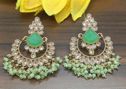 Polki Earring Mehndi Sku 5037 A2 - rchiecreation