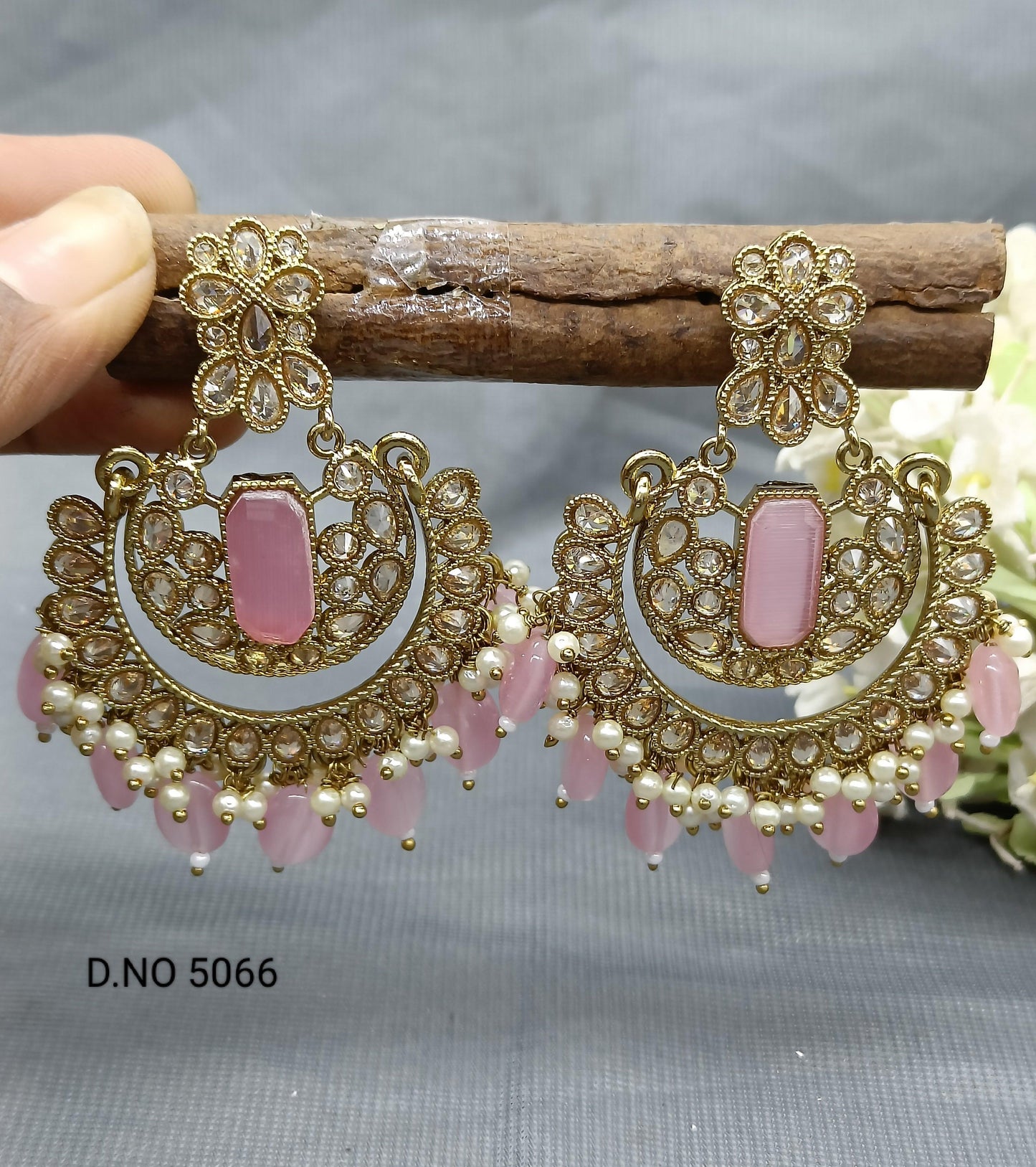 Polki Earring Mehndi Sku 5066 A1 - rchiecreation