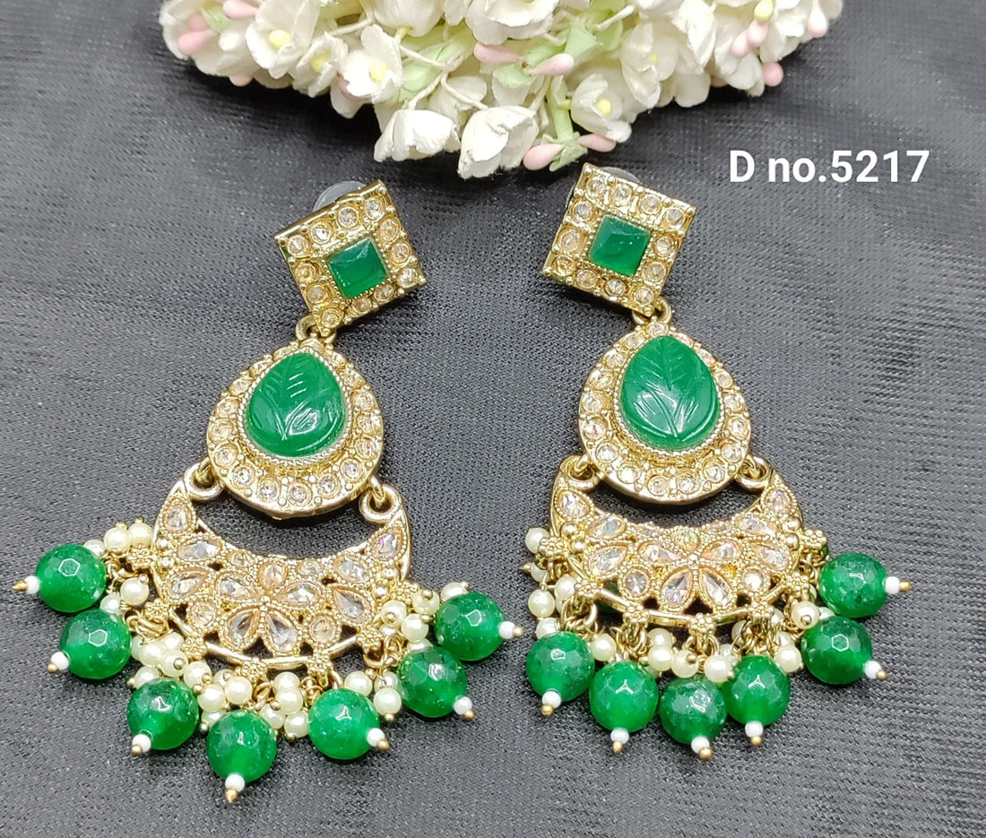 Polki Earring Mehndi Sku - 5217 A2 - rchiecreation