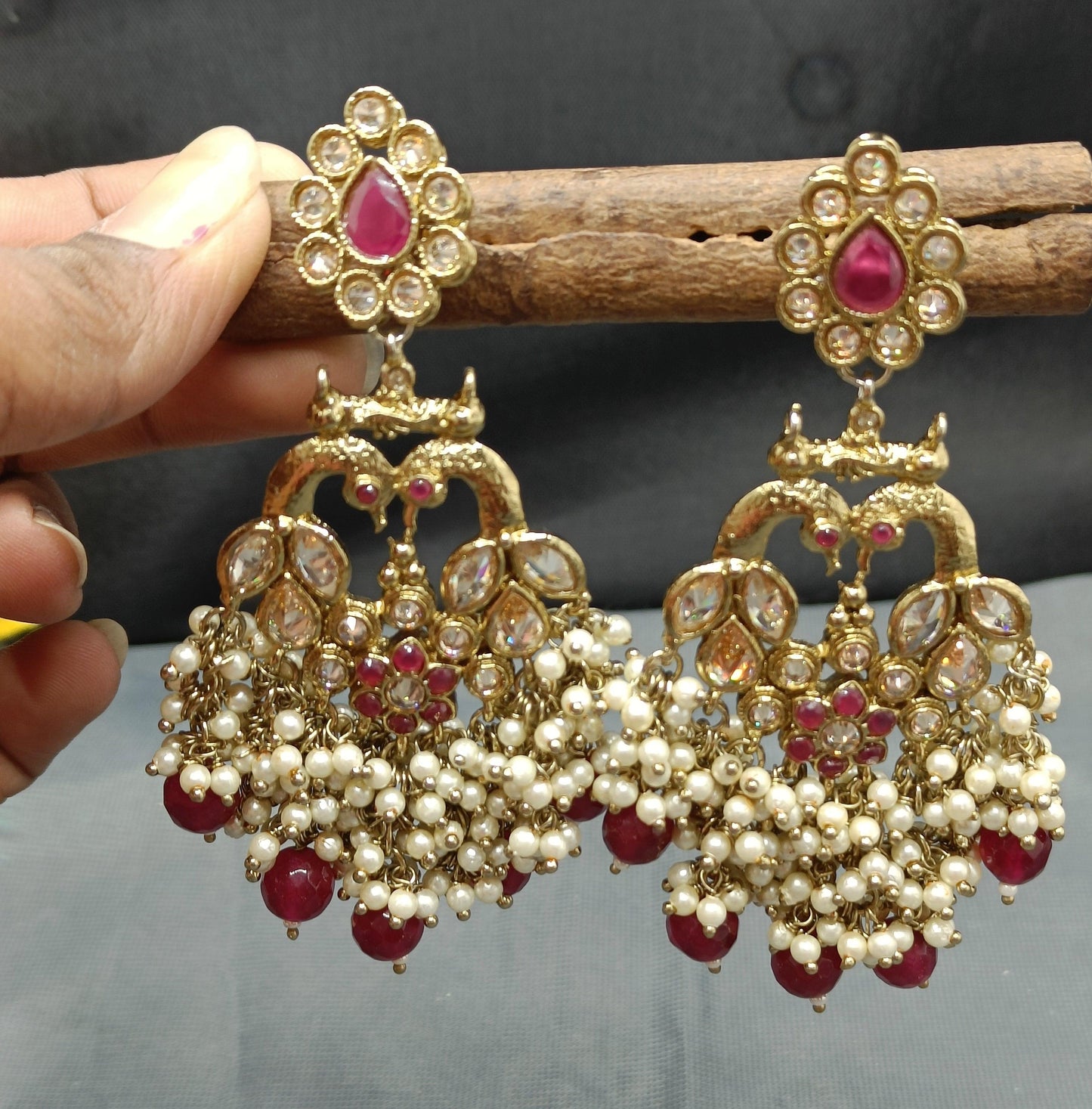 Polki Earring Mehndi Sku 5270 A2 - rchiecreation