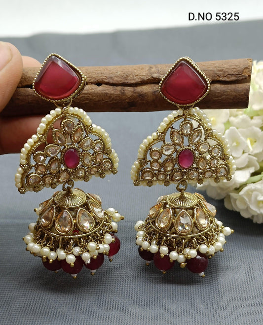 Polki Earring Mehndi Sku 5325 A3 - rchiecreation