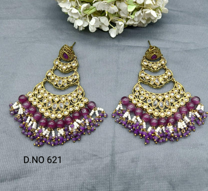 Polki Earring Mehndi Sku 621 A1 - rchiecreation