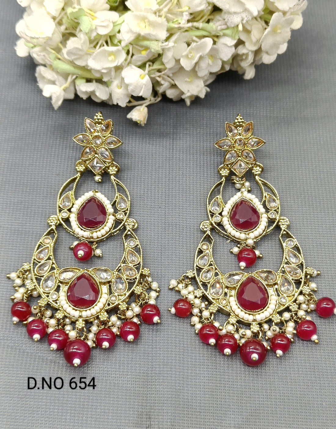 Polki Earring Mehndi Sku 654 A3 - rchiecreation