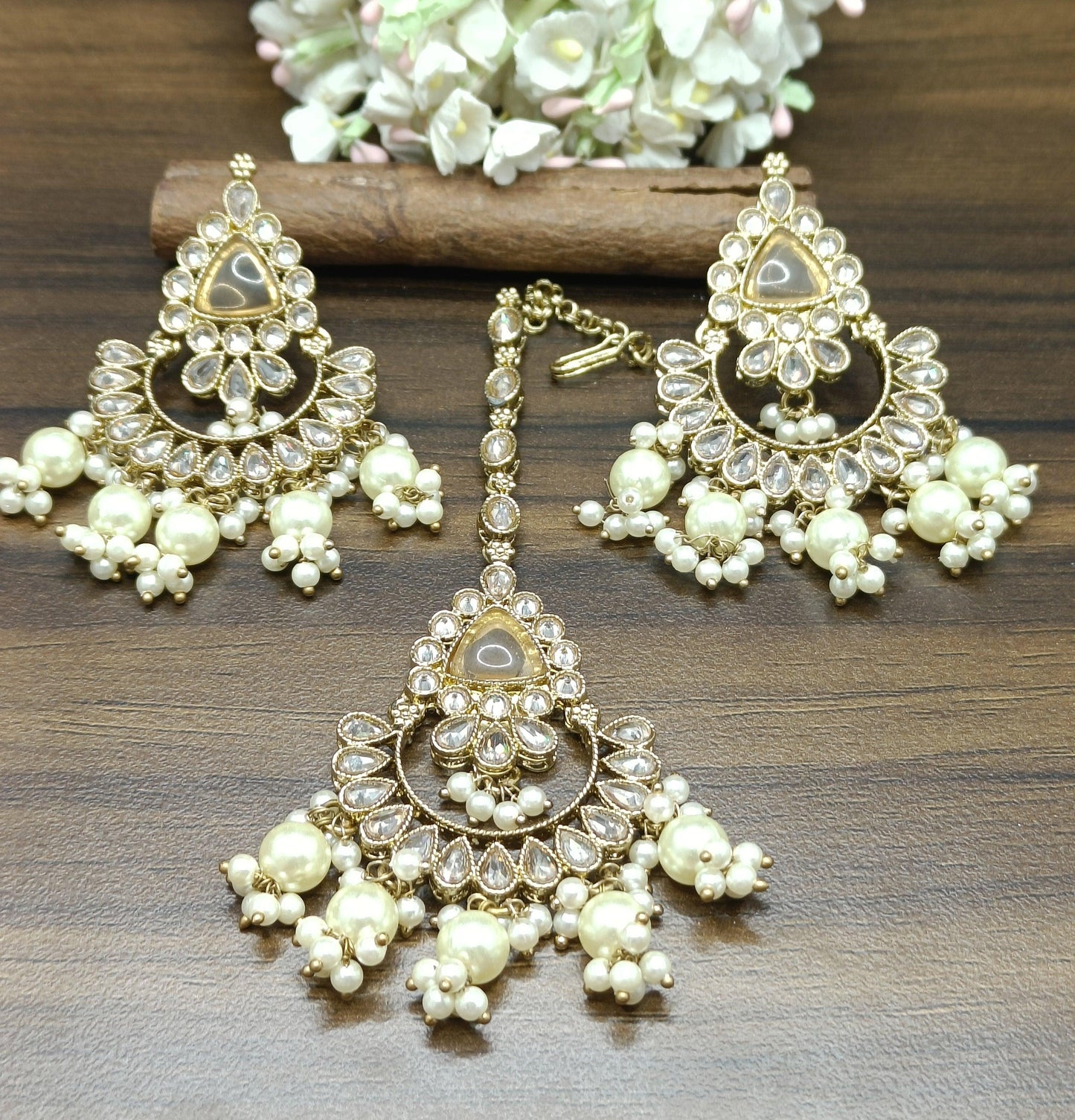 Polki Earring Mehndi Sku 678 A2 - rchiecreation