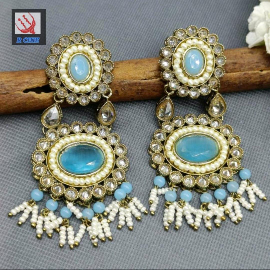 Polki Earring Mehndi Sku- 766 A2 - rchiecreation