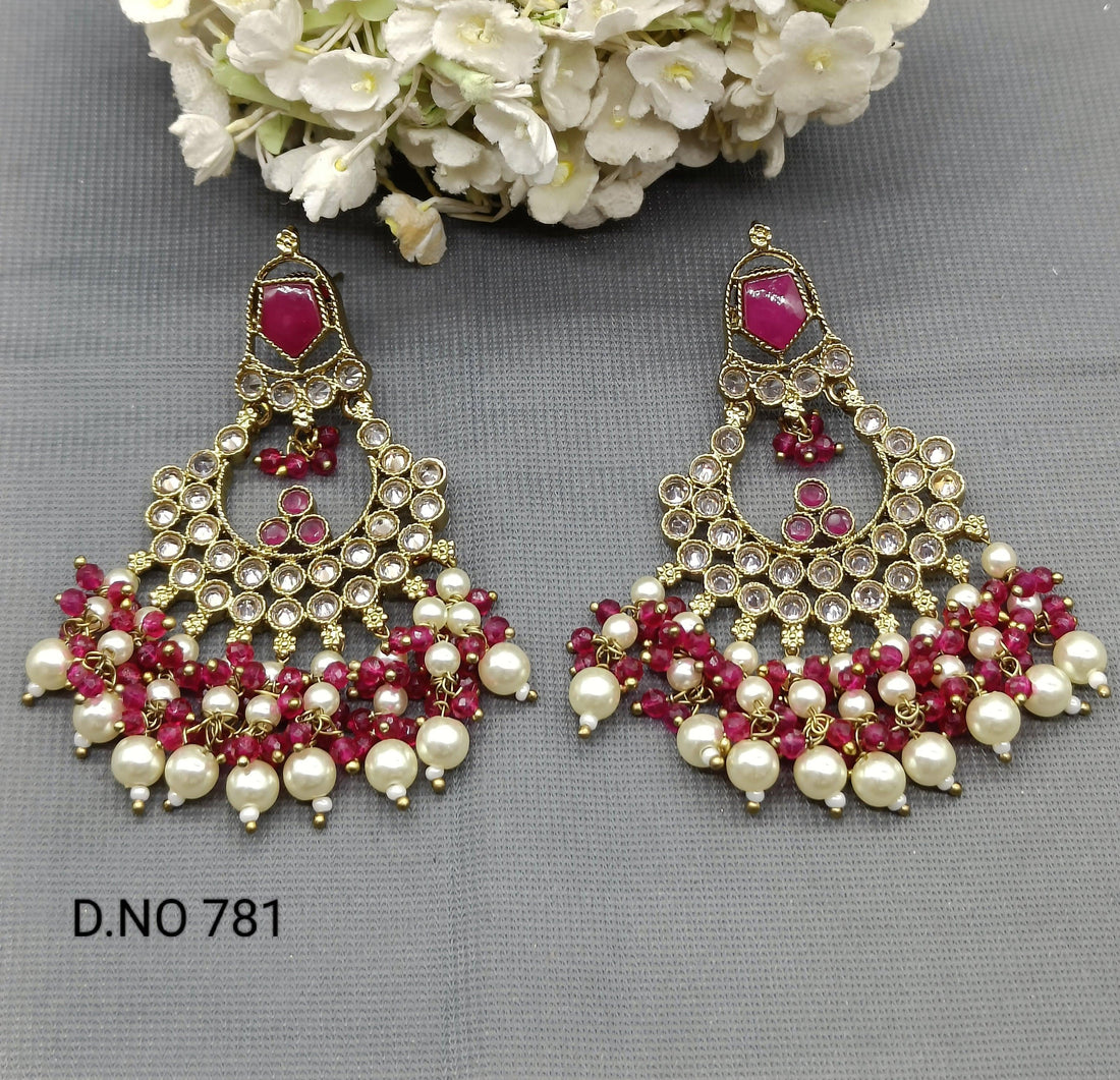 Polki Earring Mehndi Sku 781 E1 - rchiecreation