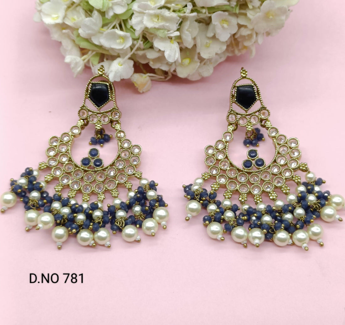 Polki Earring Mehndi Sku 781 E1 - rchiecreation