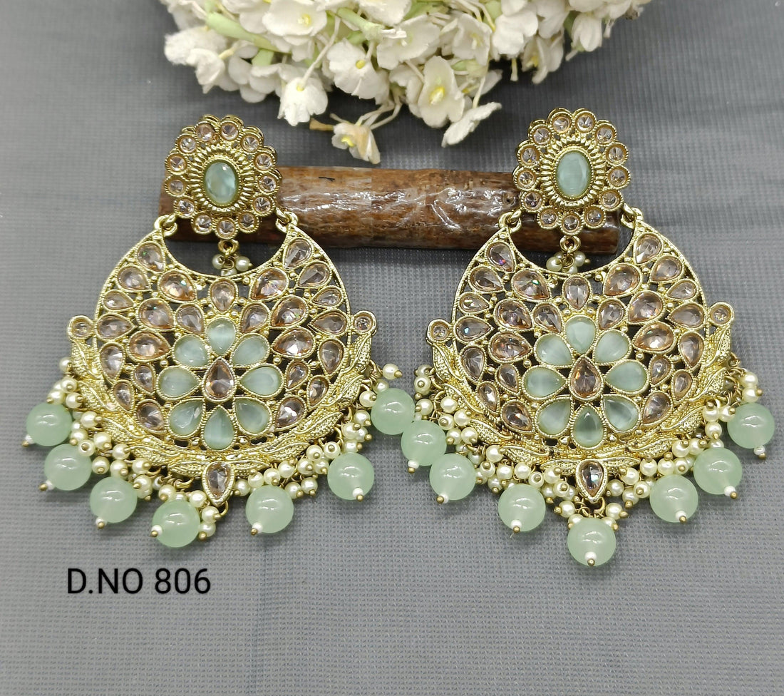 Polki Earring Mehndi Sku- 806 E1 - rchiecreation