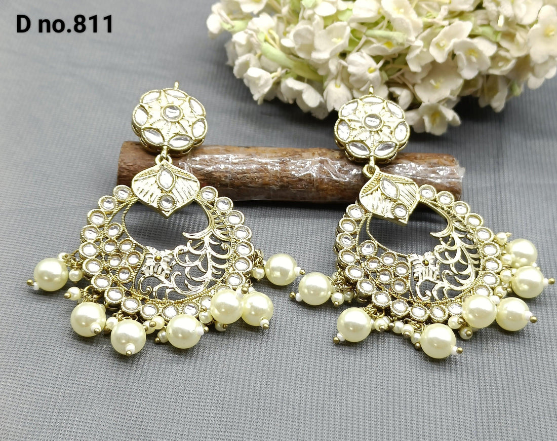 Polki Earring Mehndi Sku-811 A1 - rchiecreation