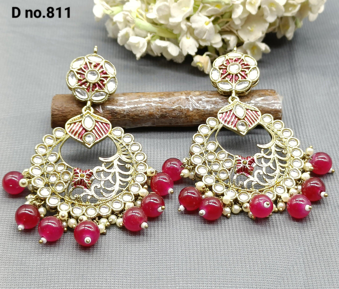 Polki Earring Mehndi Sku-811 A1 - rchiecreation