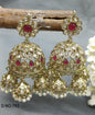 Polki Jhumki Earring Mehndi Sku -792 A3 - rchiecreation