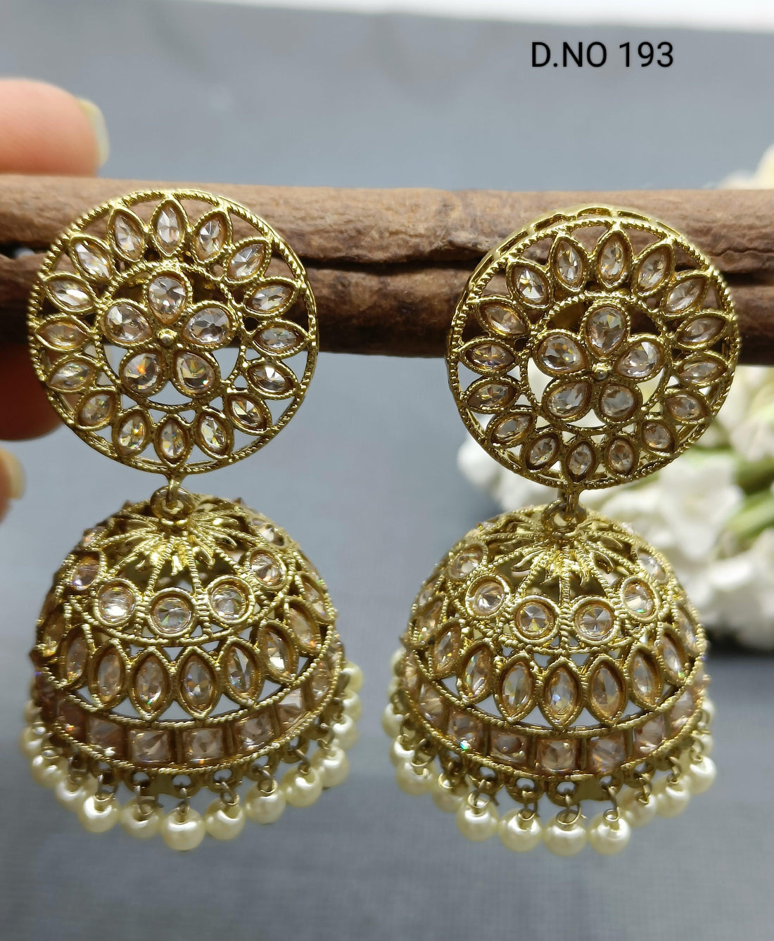 Polki Jhumki Earring SKU - 193 A3 - rchiecreation