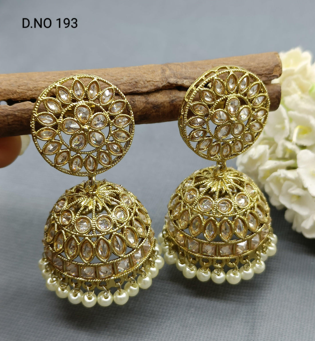 Polki Jhumki Earring SKU - 193 A3 - rchiecreation