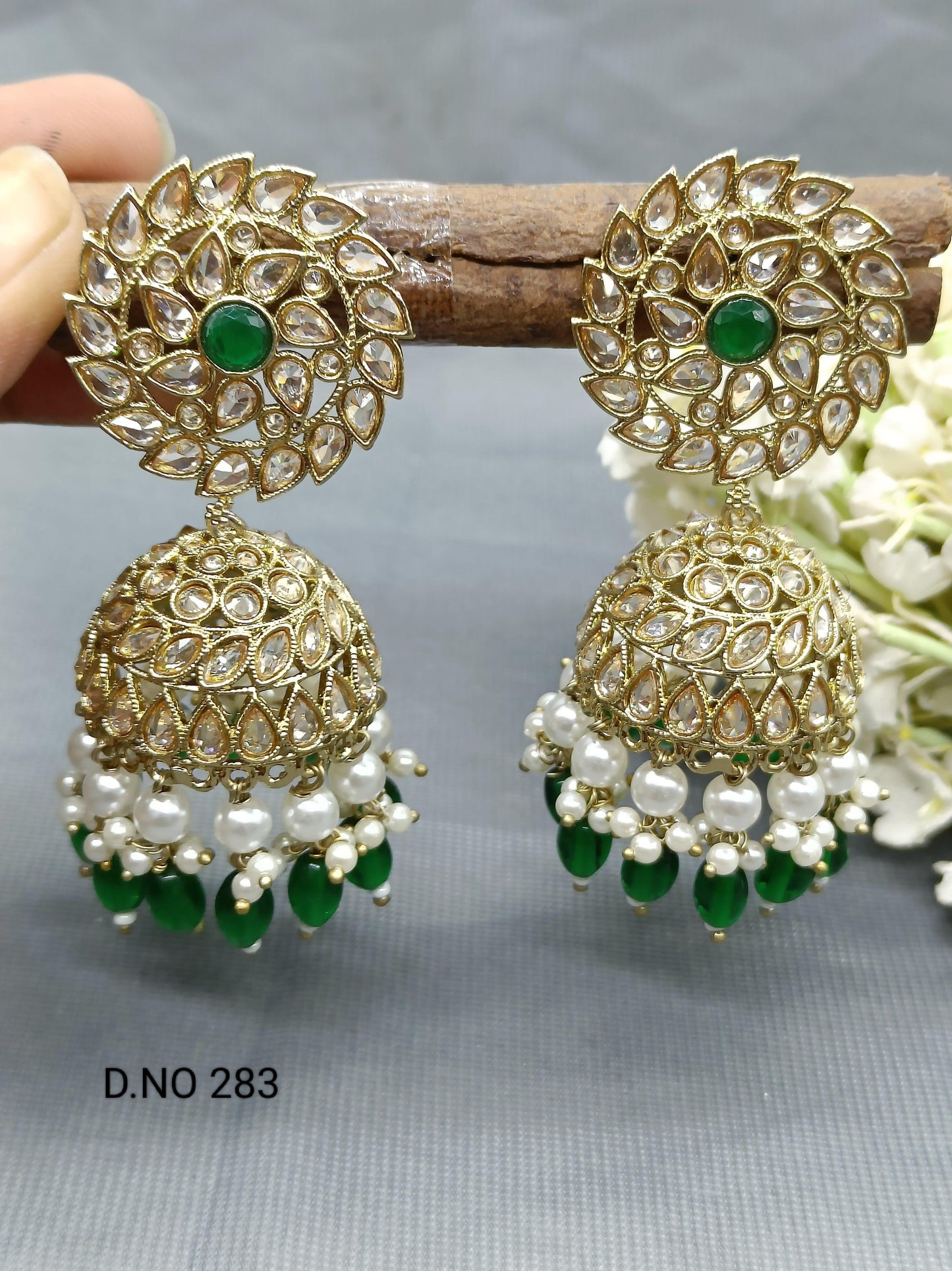 Polki Jhumki Earring Sku -283 A3 - rchiecreation